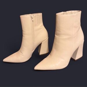 Elegant Cream Ankle Boots